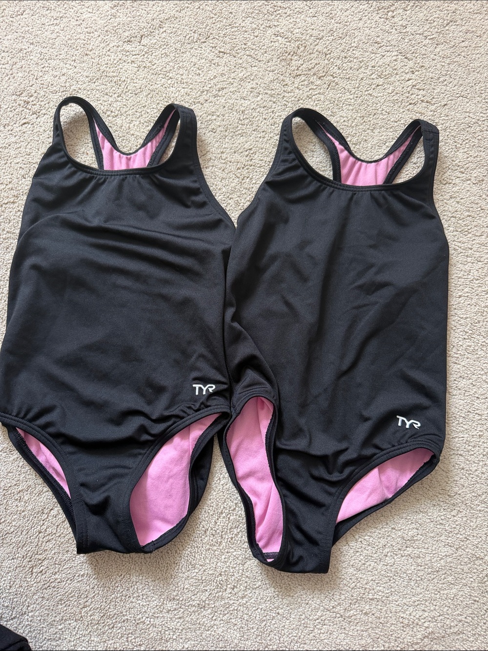 TYR Black One-Piece Kids Swimsuit with Pink Lining- Size Medium never worn
